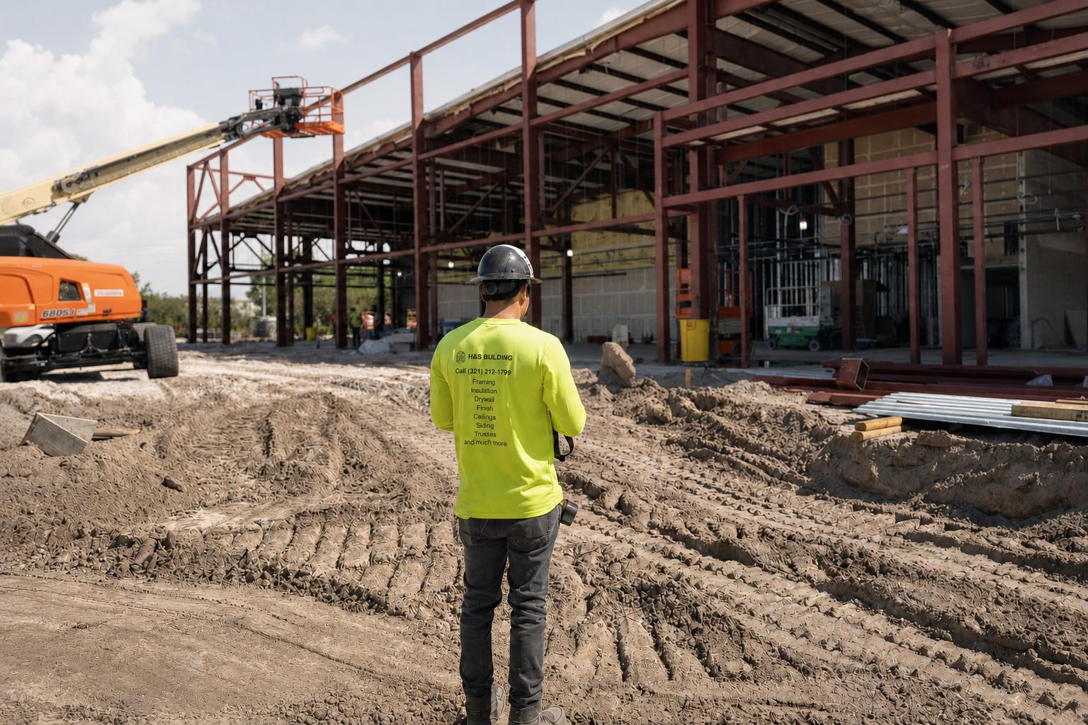 H&S Building subcontractor on a commercial construction site
